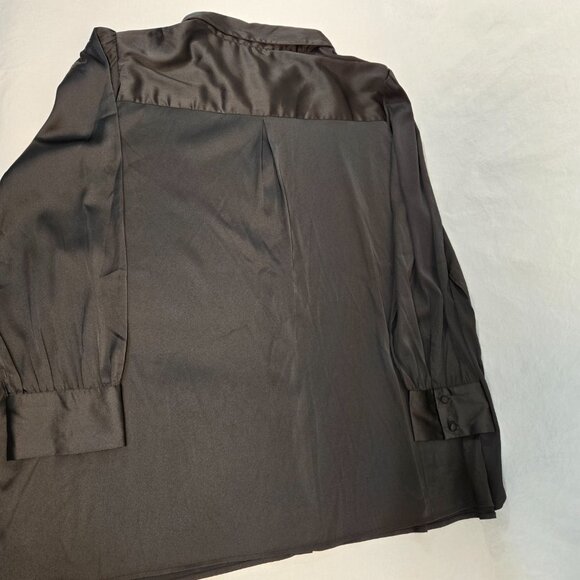 THE DROP Minimalist Basic Black Stretch Satin Shirt Tunic Top Size 4X New NO Tag - Picture 5 of 16